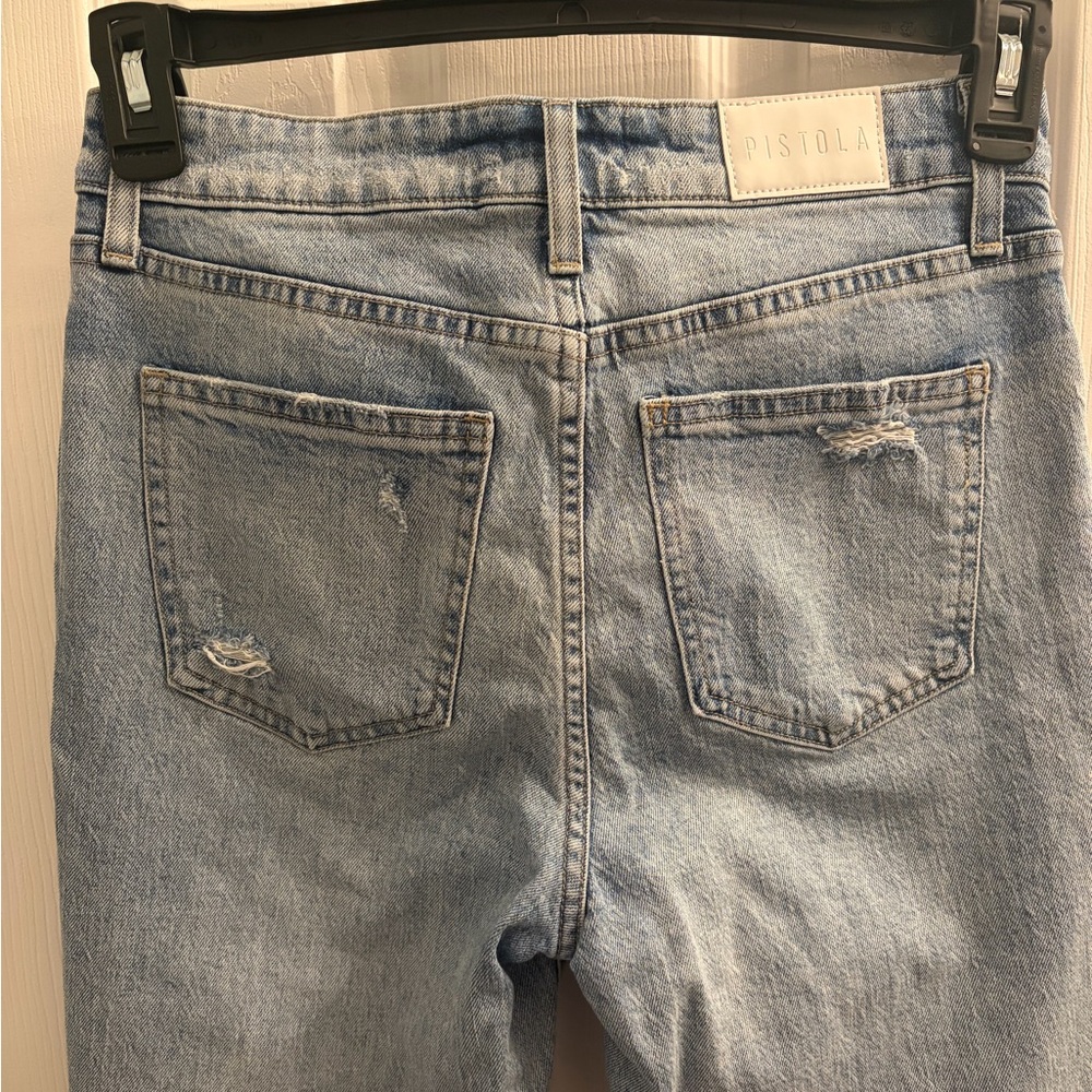 PISTOLA jeans Light Blue Distressed Straight Leg Size 27 - Picture 8 of 10